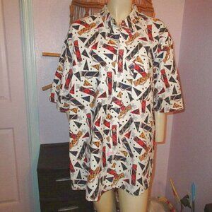 Vtg 90s Cotton Mill Button Down Camp Shirt Men's XXL Cotton Par 5 Golf Novelty